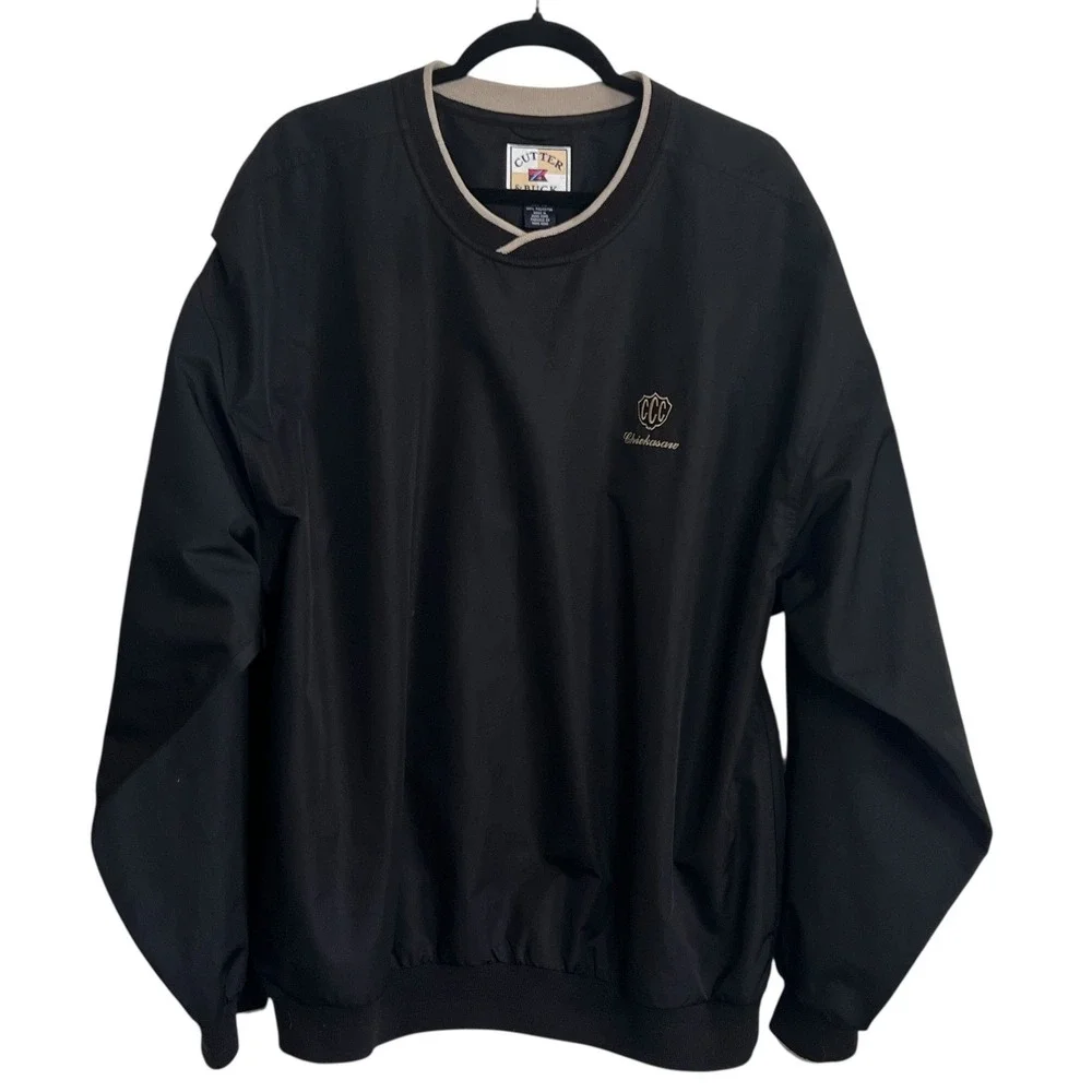 Cutter & Buck Chickasaw Golf Course V-Neck Windbreaker Pullover Mens XL‎ Black